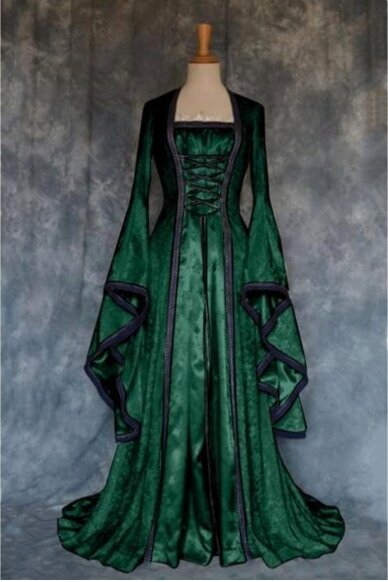Viduramžių suknelė žalia